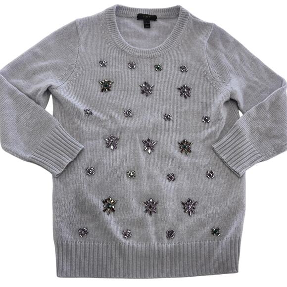 J Crew Sweater Womens Small Embellished Wool Mohair Blend Beaded Pullover - Picture 1 of 7